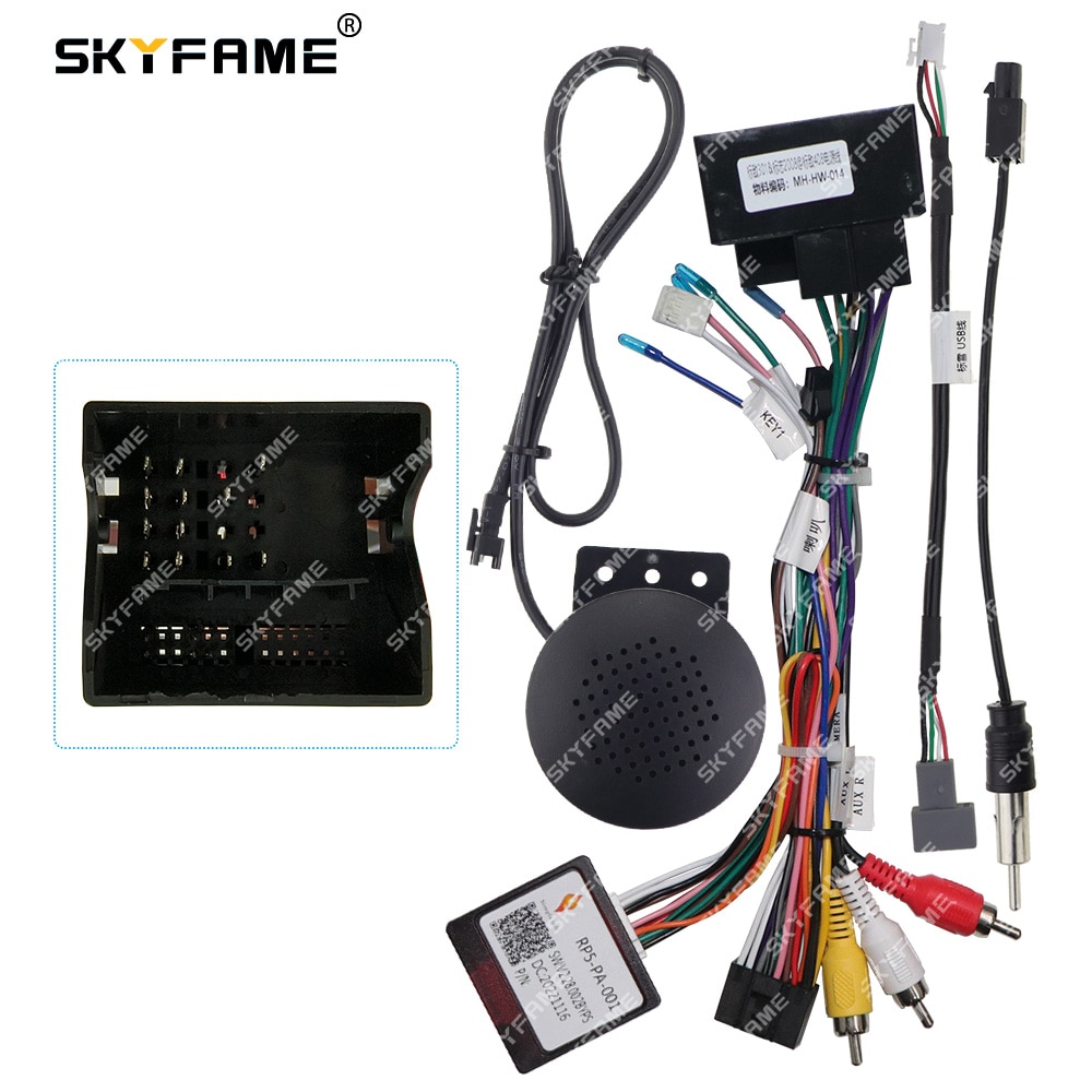 SKYFAME Car 16pin Wiring Harness Adapter Canbus Box Decoder Android