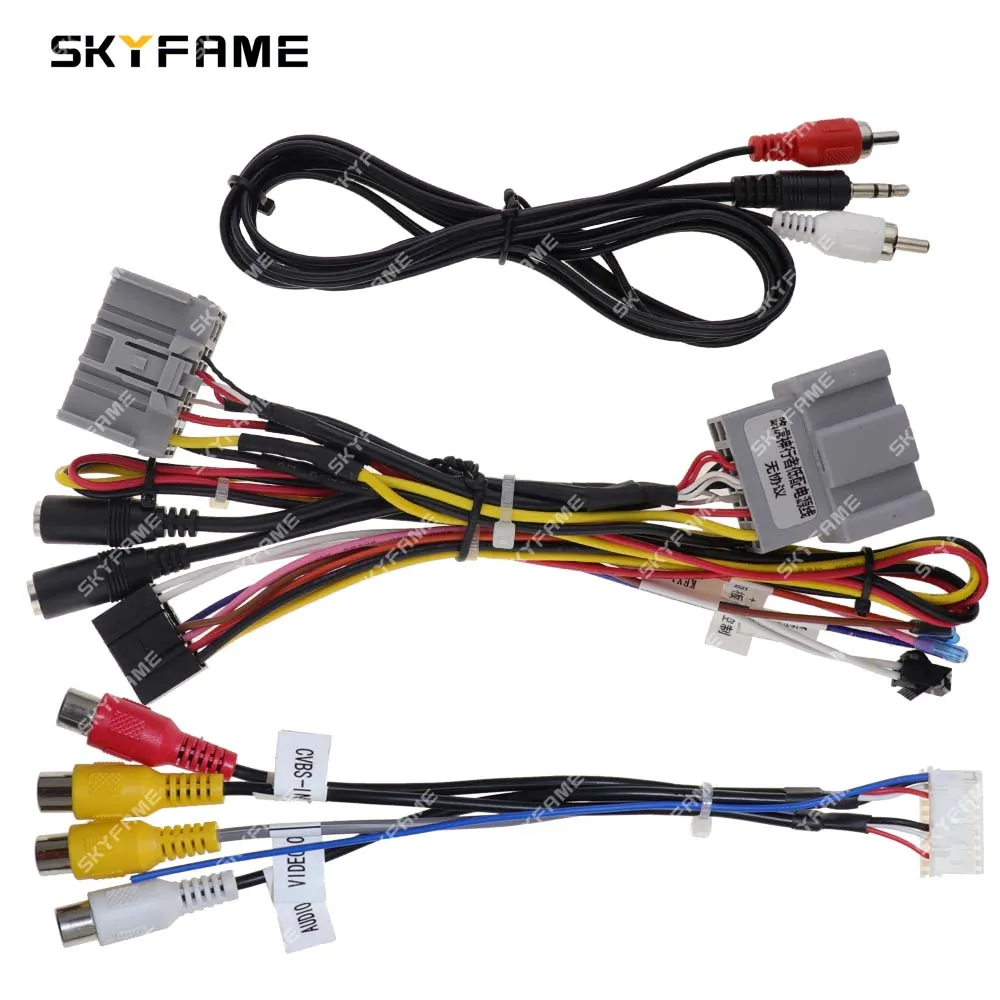 SKYFAME 16Pin Car Stereo Wire Harness Power Cable With Canbus Box