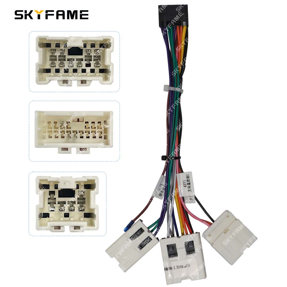 SKYFAME Car 16pin Wiring Harness Adapter Decoder Android Radio Power